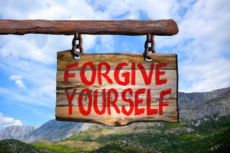 46371890 - forgive yourself sign with blurred background