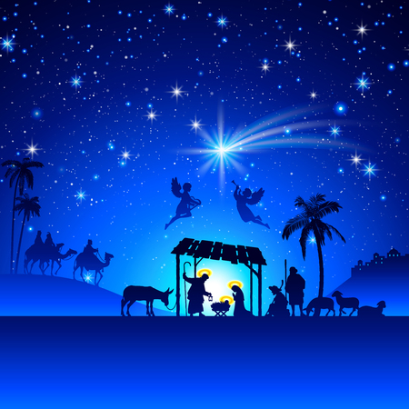 45356482 - high detail vector nativity christmas scene.